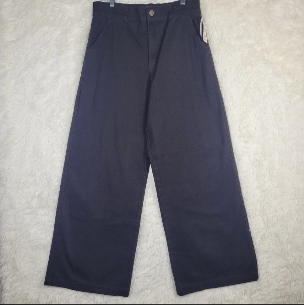 NWT Tilly's RSQ Women's Black Super Wide Leg Twill Jeans 31x30.5 High Waist